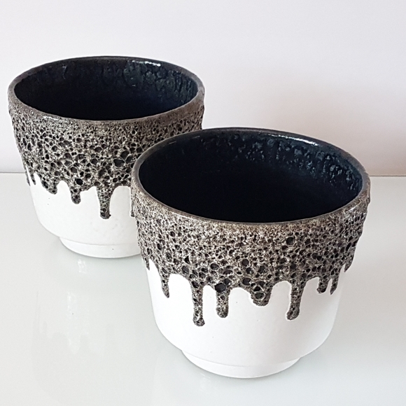 Pair of Emons & Sohne: es keramik vintage lava glaze planters circa 1960s - Picture 8 of 16